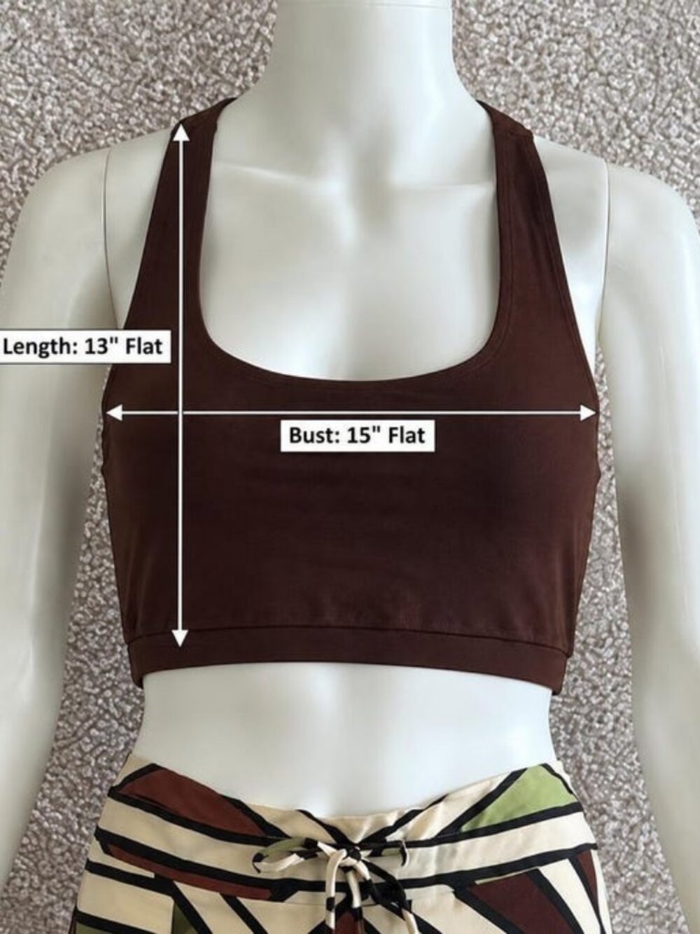 Thearah Brown Organic Cotton Scoop Neck Bralette, Wide Straps Crop Top